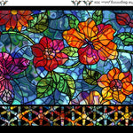 Colorful stained glass floral design