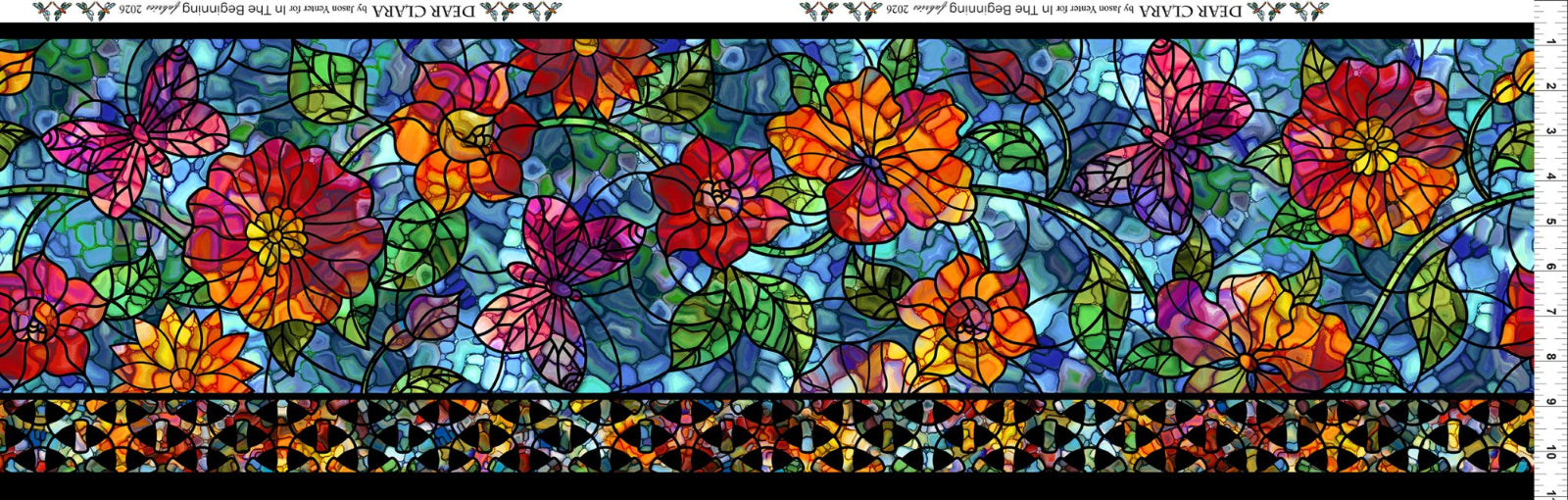 Colorful stained glass floral design