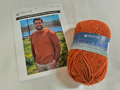 Men's Top Down Raglan Pullover Kit - Spiced Pumpkin Orange