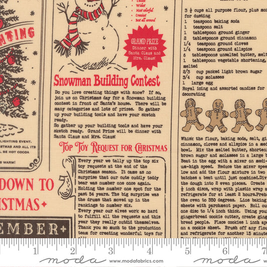 Vintage-style Christmas-themed text and graphics on a brown background