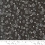 Pattern of snowflakes on a dark background with ruler for scale