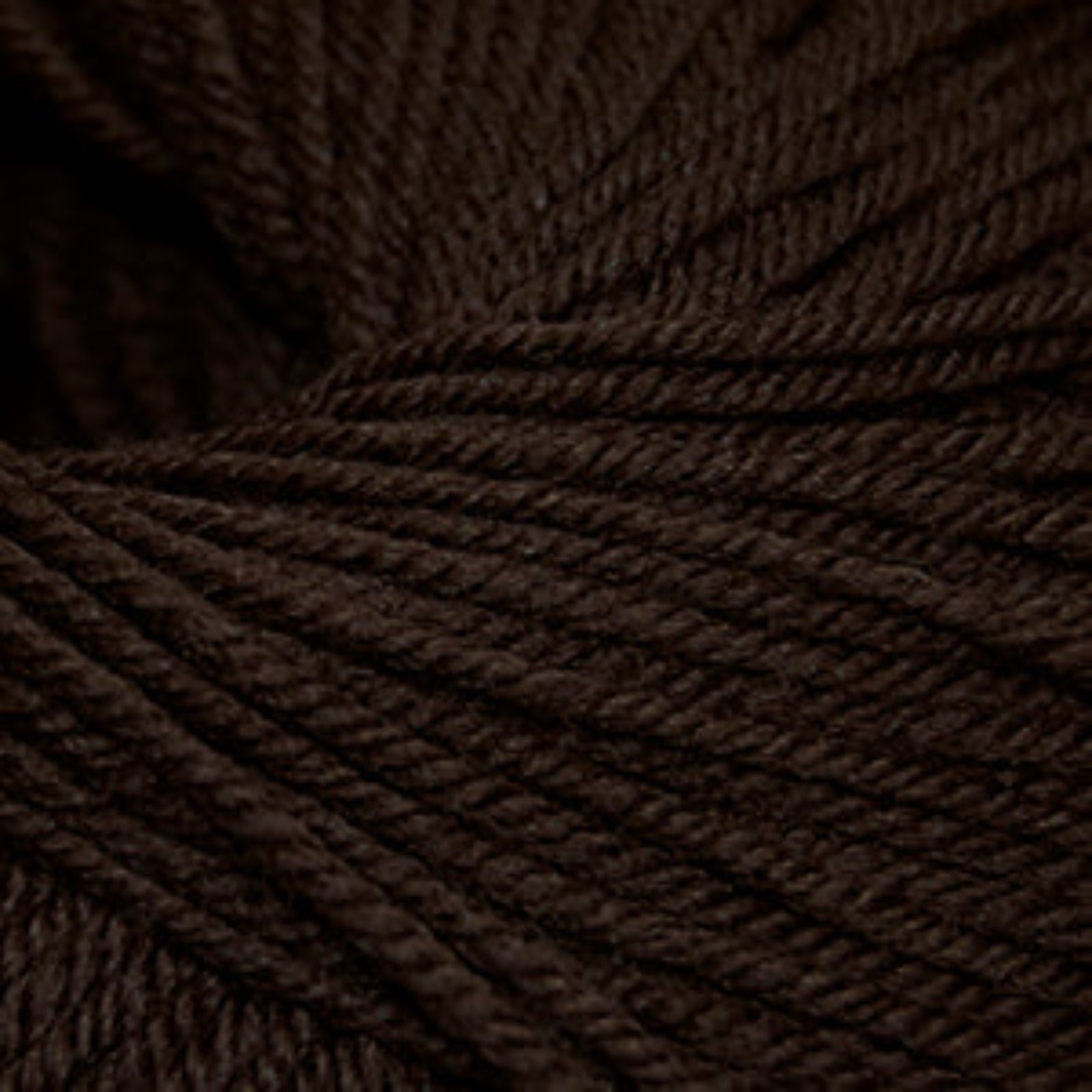 Close-up of dark brown yarn with visible texture