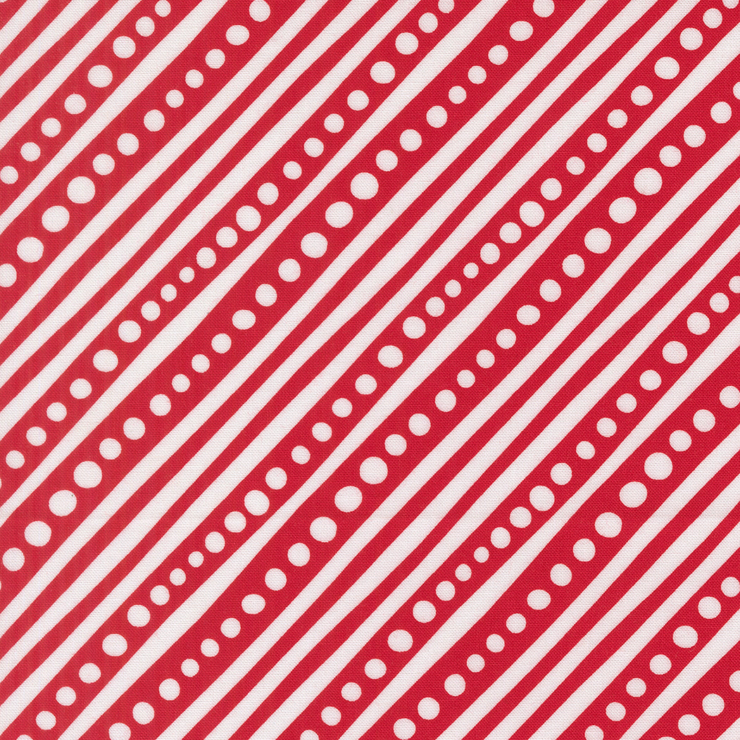 Red and white striped pattern with small dots