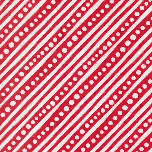 Red and white striped pattern with small dots