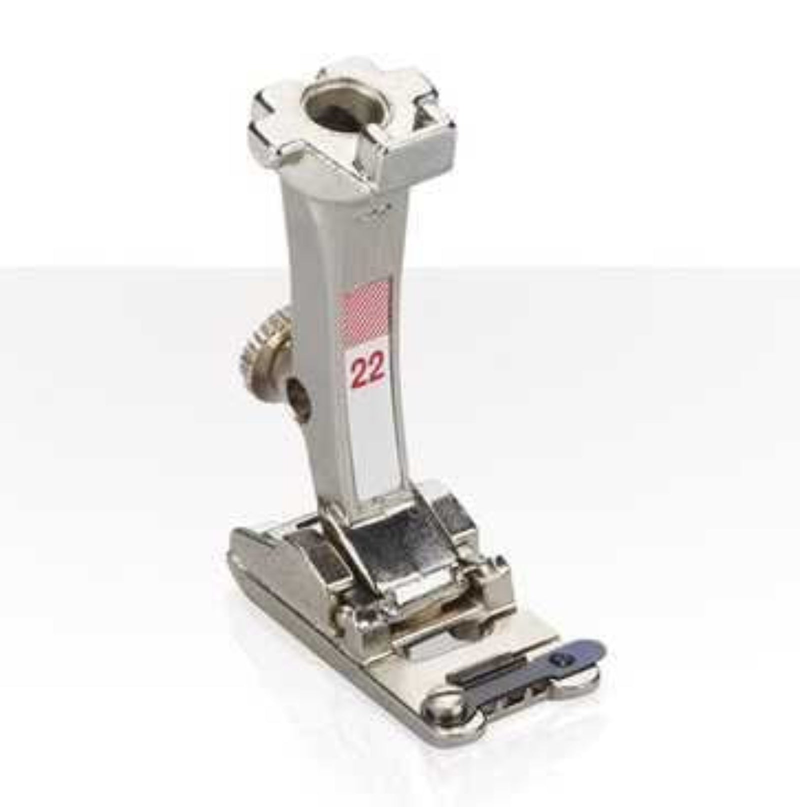 Sewing machine foot with number 22 on a white background