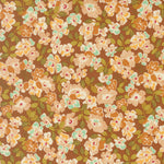 Floral pattern with small flowers on a brown background
