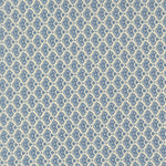 A repeating pattern of blue stylized teardrop or leaf-like motifs arranged diagonally on a warm cream background.