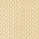 A close-up of a repeating beige and cream ornamental pattern