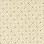 Patterned fabric texture with a diamond grid and small geometric shapes on a beige background