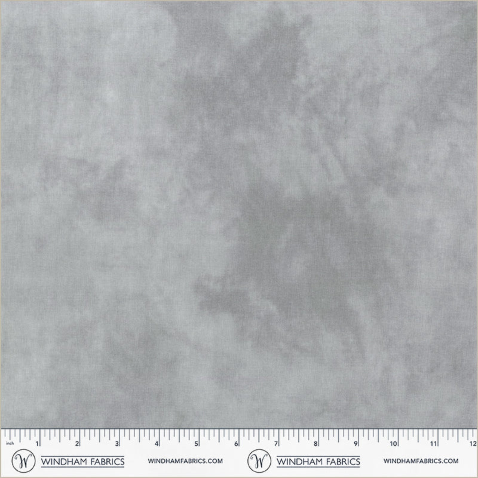 Gray fabric swatch with a ruler for scale, featuring the Windham Fabrics logo.