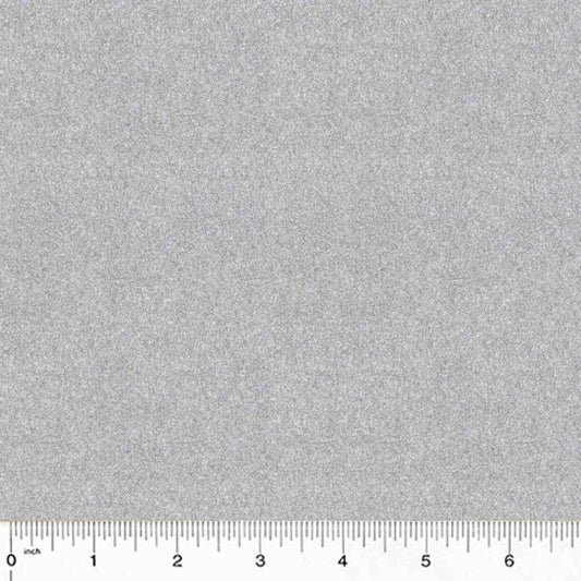 Silver fabric with a ruler at the bottom for scale