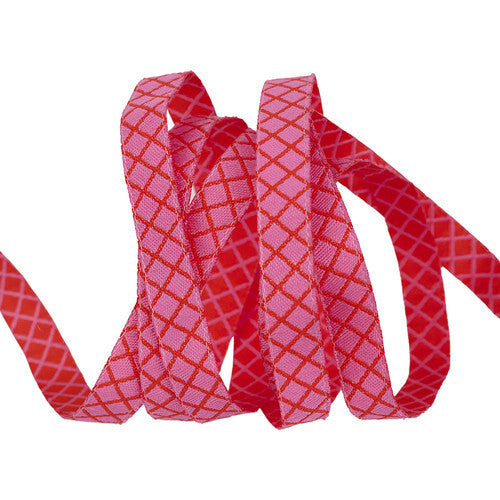 3/8" Ribbon - On the Grid - Bubblegum
