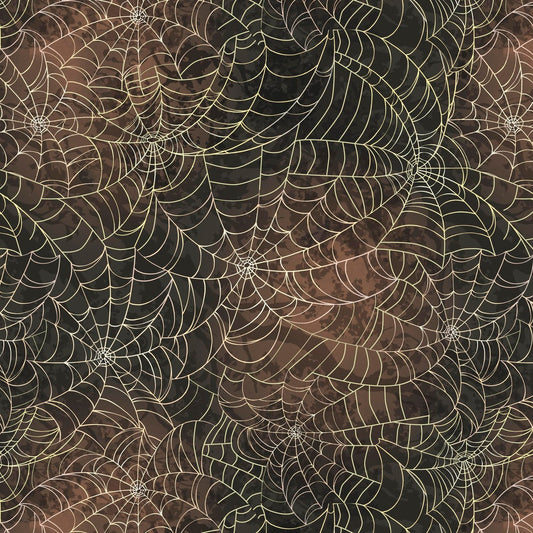 Pattern of spider webs on a brown background