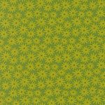 Pattern of small yellow flowers on a green background