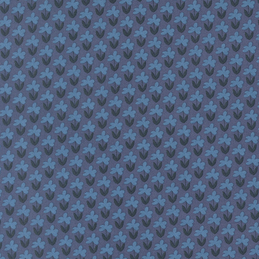 Pattern of blue flowers on a blue background