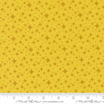 Yellow fabric with star pattern with a ruler for scale