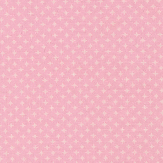 Pink fabric with small white star diamond pattern
