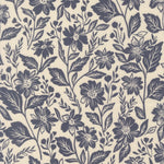 Navy floral pattern on a beige background