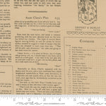 Textile with vintage book page design featuring text and a publisher's logo.