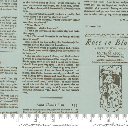 Textual excerpt with a fabric swatch and ruler at the bottom