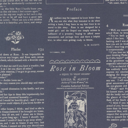 Textual design with book page elements and decorative text on a blue background