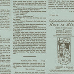 Book page with text and a decorative illustration of a woman holding flowers.