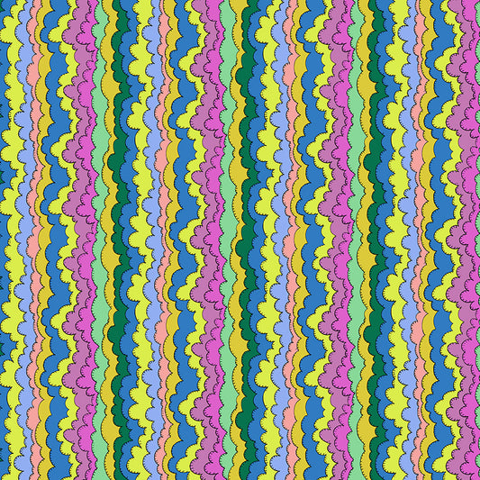 Colorful wavy pattern with vertical stripes in various colors.
