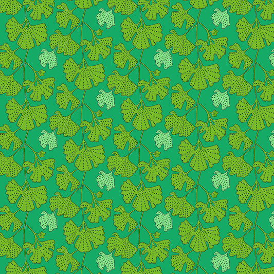 Pattern of green leaves on a green background
