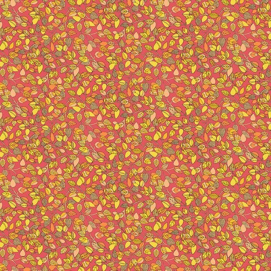 Pattern of autumn leaves on a pink background