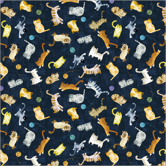 Cats Around Town - Playful Companions - Navy