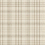 A close-up of a beige and light brown plaid fabric pattern with a woven texture.