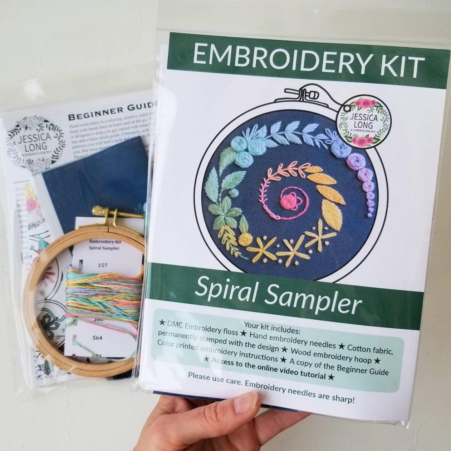 Spiral Sampler Beginner Embroidery Kit: White