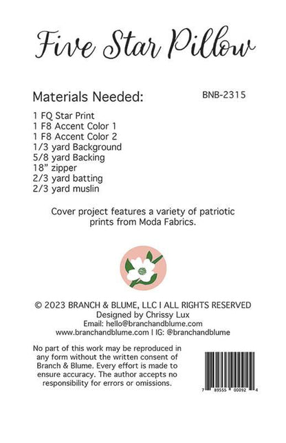 Five Star Pillow pattern