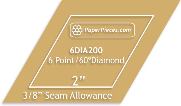 Windowed Acrylic Template 2" 6pt Diamond with 3/8" Seam