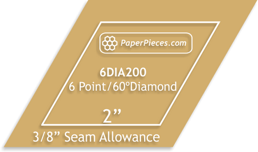 Windowed Acrylic Template 2" 6pt Diamond with 3/8" Seam