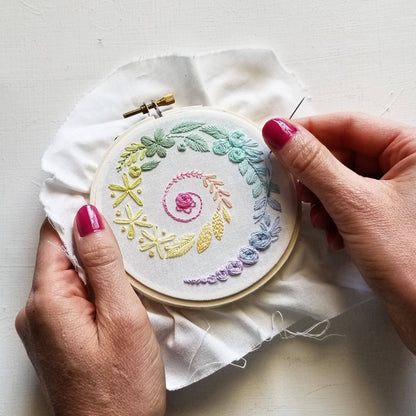 Spiral Sampler Beginner Embroidery Kit: White