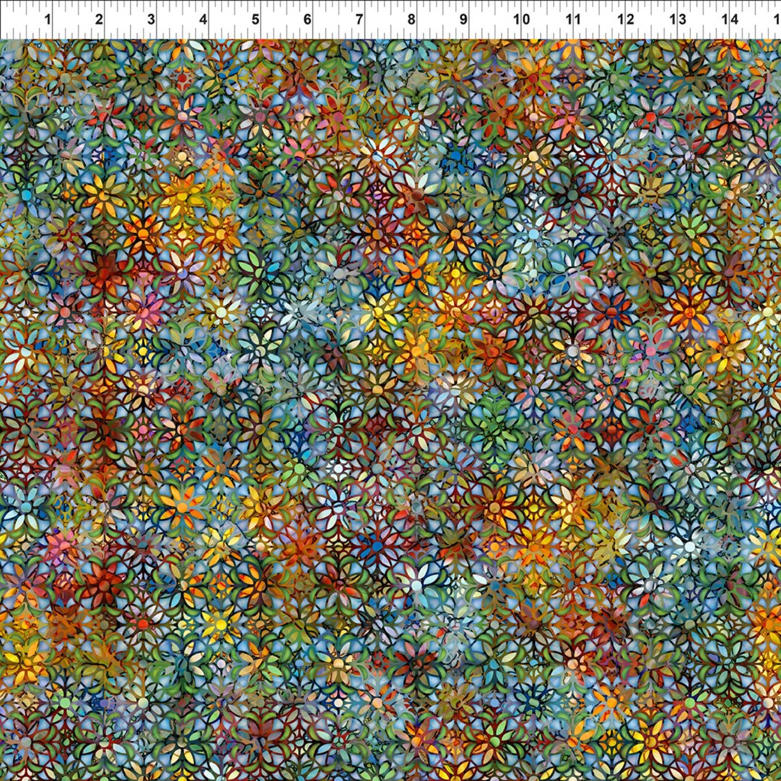 Multicolored floral pattern fabric texture