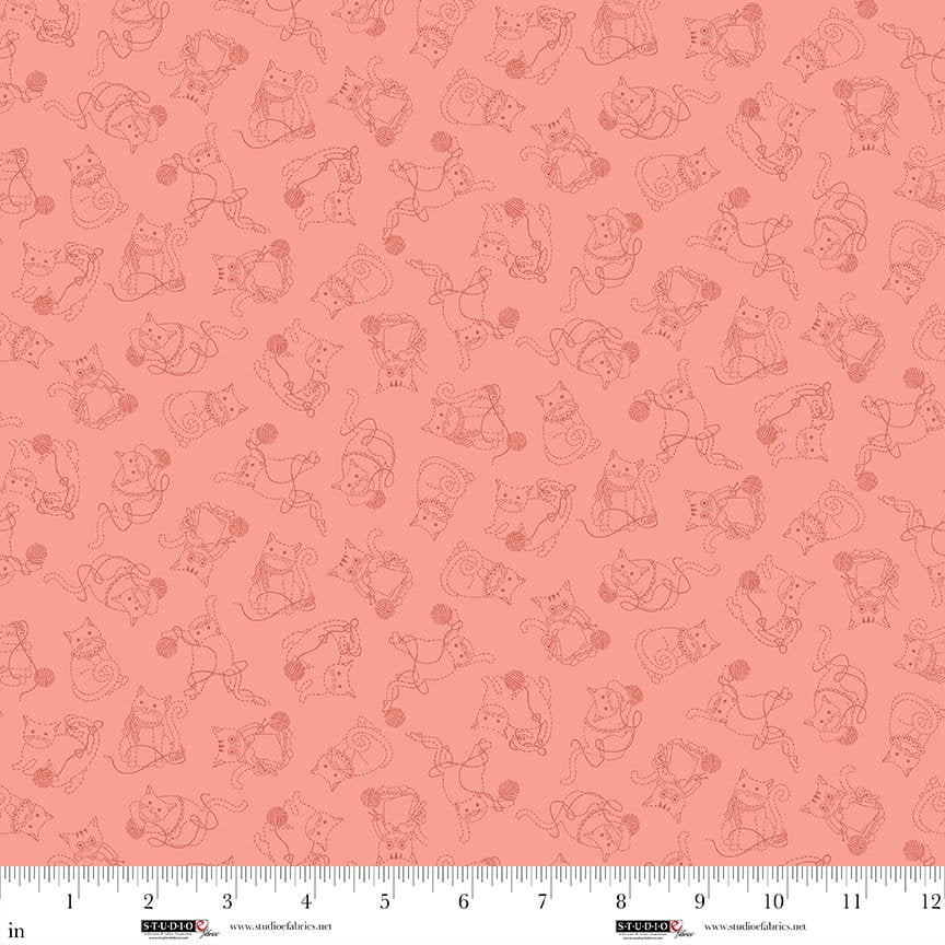 Knit1 Purr2 - Kitty Outline - Pink