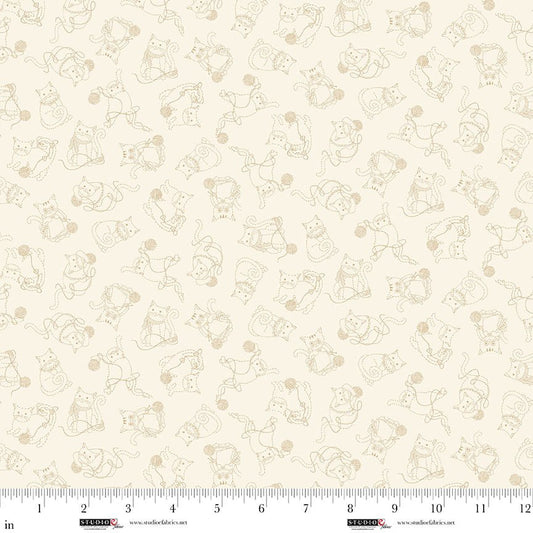 Knit1 Purr2 - Kitty Outline - Ecru