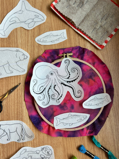 PNW Animal Embroidery Patterns- Stick and Stitch Nature Desi