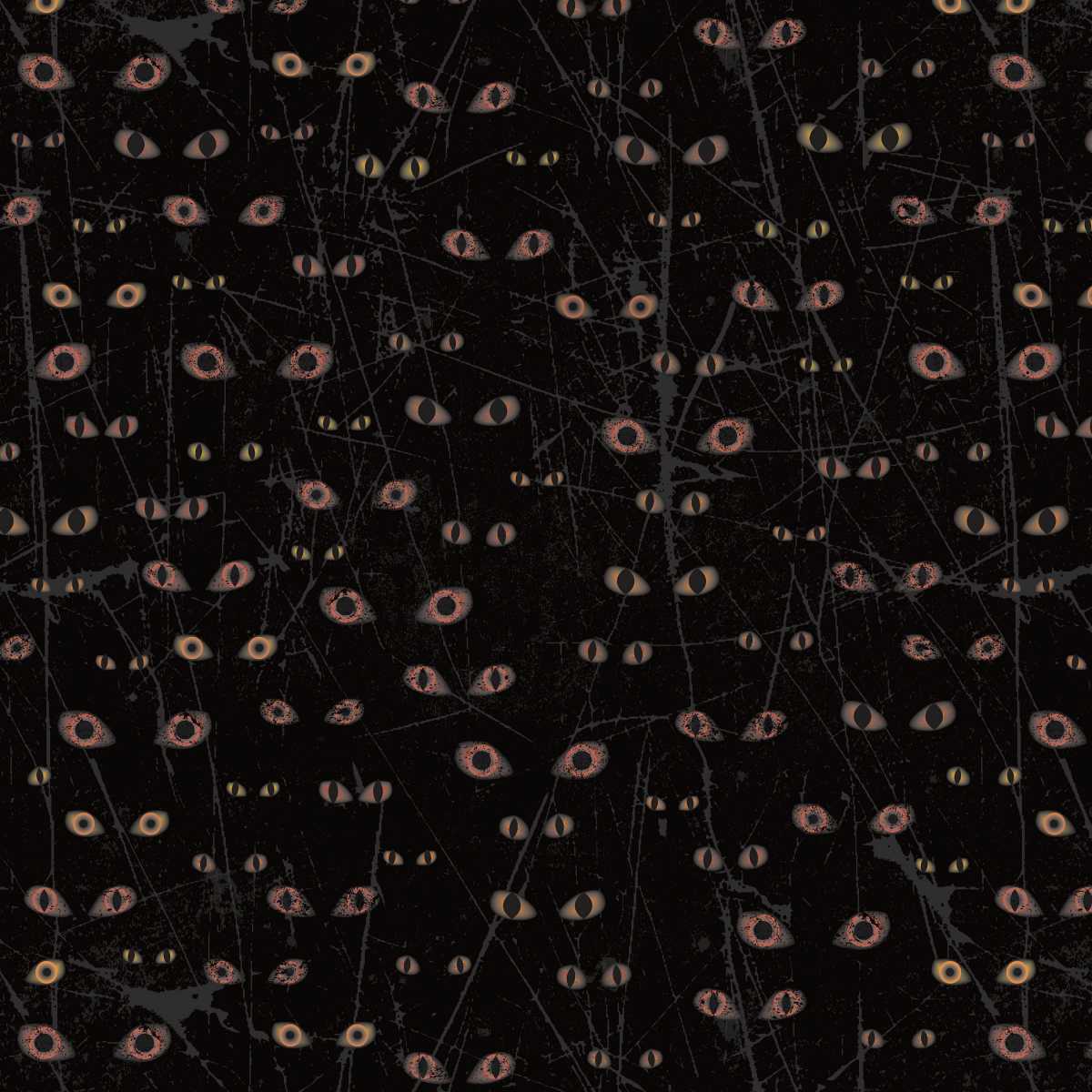 Pattern of disembodied cat eyes on a black background