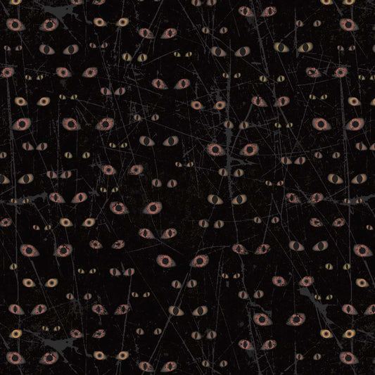 Pattern of disembodied cat eyes on a black background