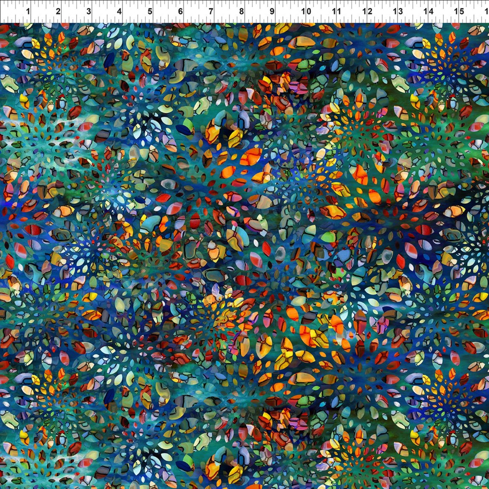 Colorful abstract pattern with a scale bar at the top