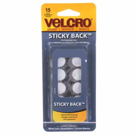 Velcro Sticky Back 5/8in Circles - White 15 Ct