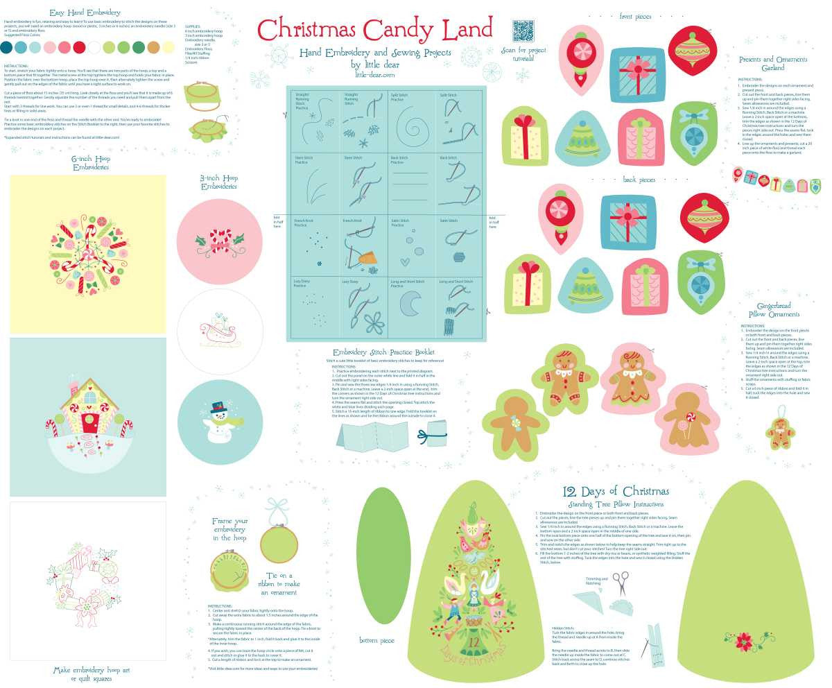 Christmas candy land craft kit with templates and instructions on a white background