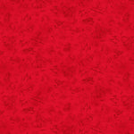 A close-up of a red patterned fabric or material swatch with a repeating sketches of the characters of the 100 Acre Wood writing to Santa.