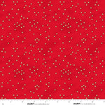 Red fabric with small gold stars pattern