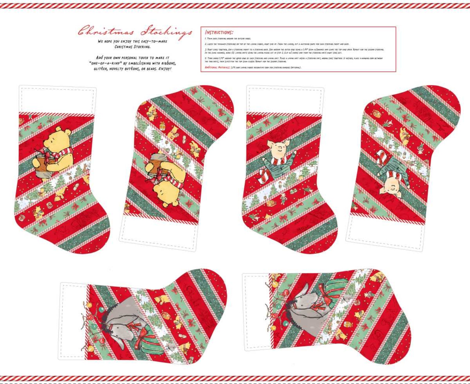 Set of Christmas stockings with festive designs on a white background