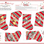 Set of Christmas stockings with festive designs on a white background
