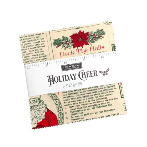5"inch charm pack in a Christmas theme featuring Holiday Cheer by Stacy Iest Hsu for Moda Fabrics